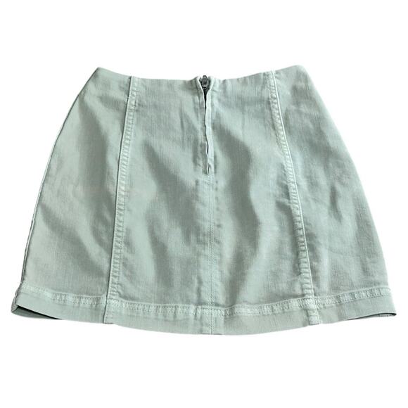 Wild Fable Seamed Denim Mini Skirt Sz 0 High-Rise Light Sage Green Wash Stretch - Picture 4 of 4